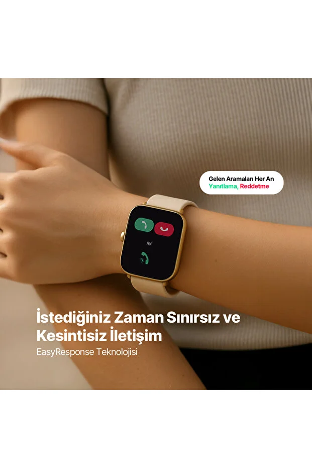 Tempus 47 mm Dikdörtgen Kasa Akıllı Saat Altın